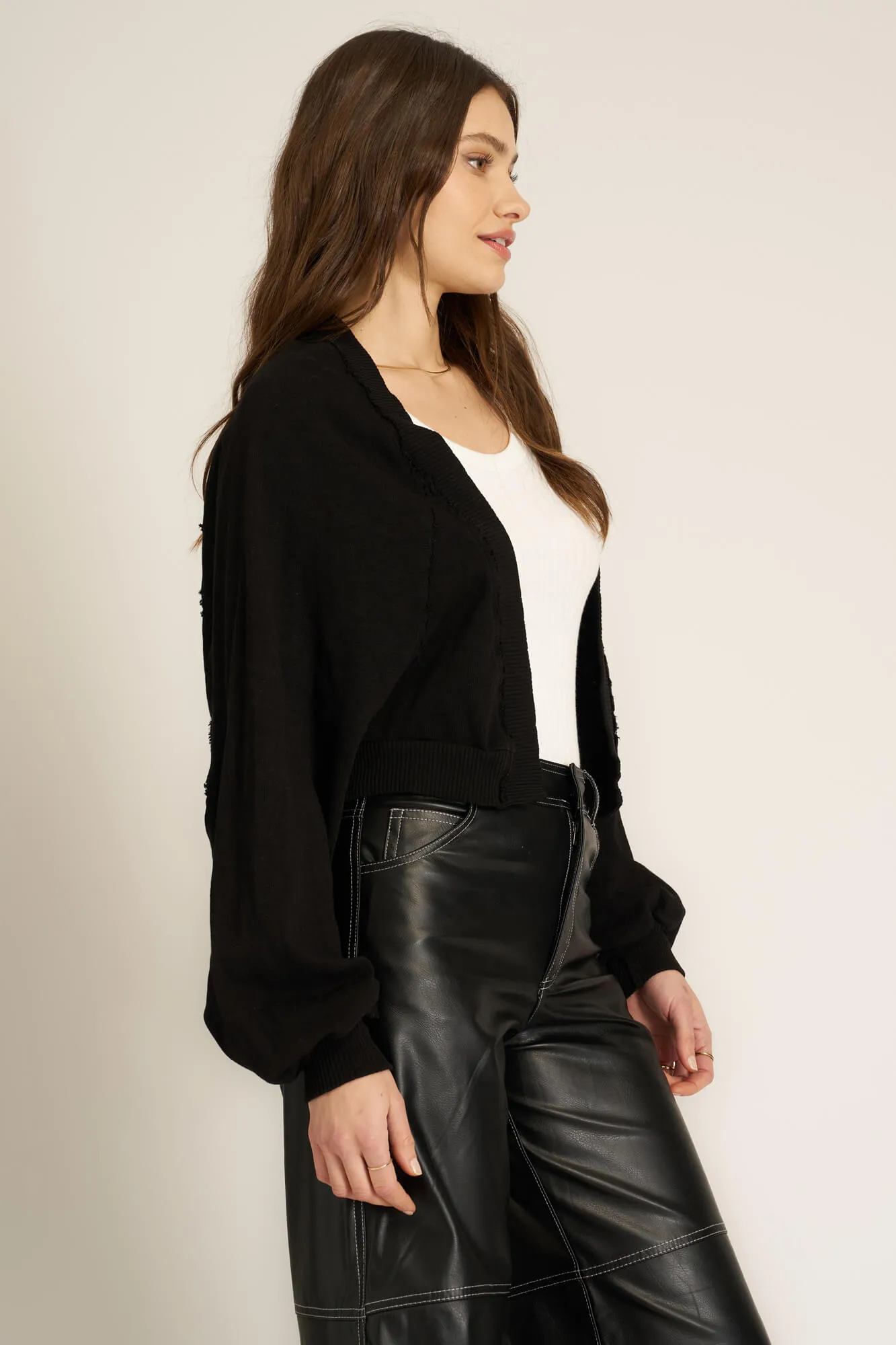 Nieves Seamed Shrug - Black