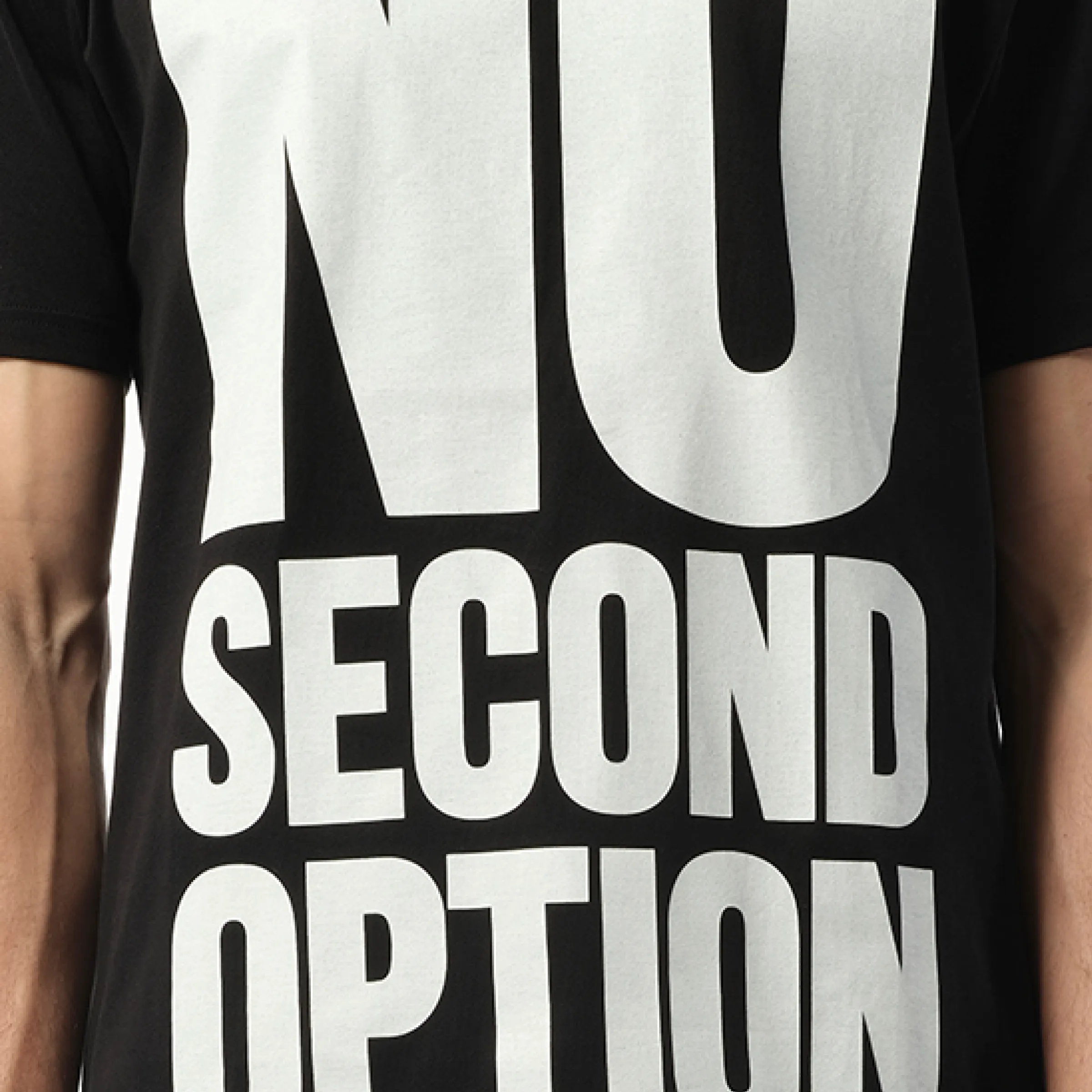 No Second Option Print T-Shirt in Black