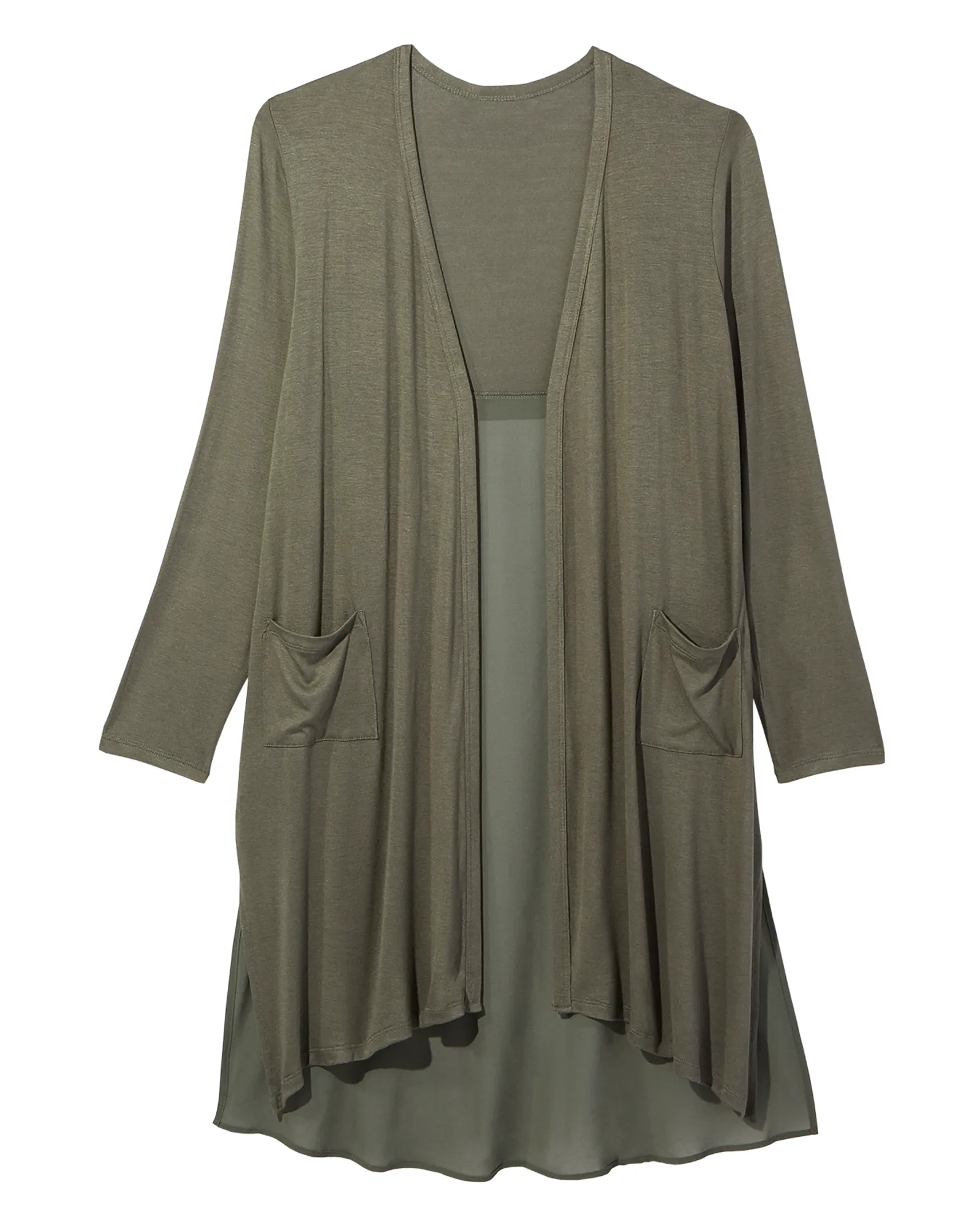 Nylah Knit Waterfall Duster Cardigan | Olive Green