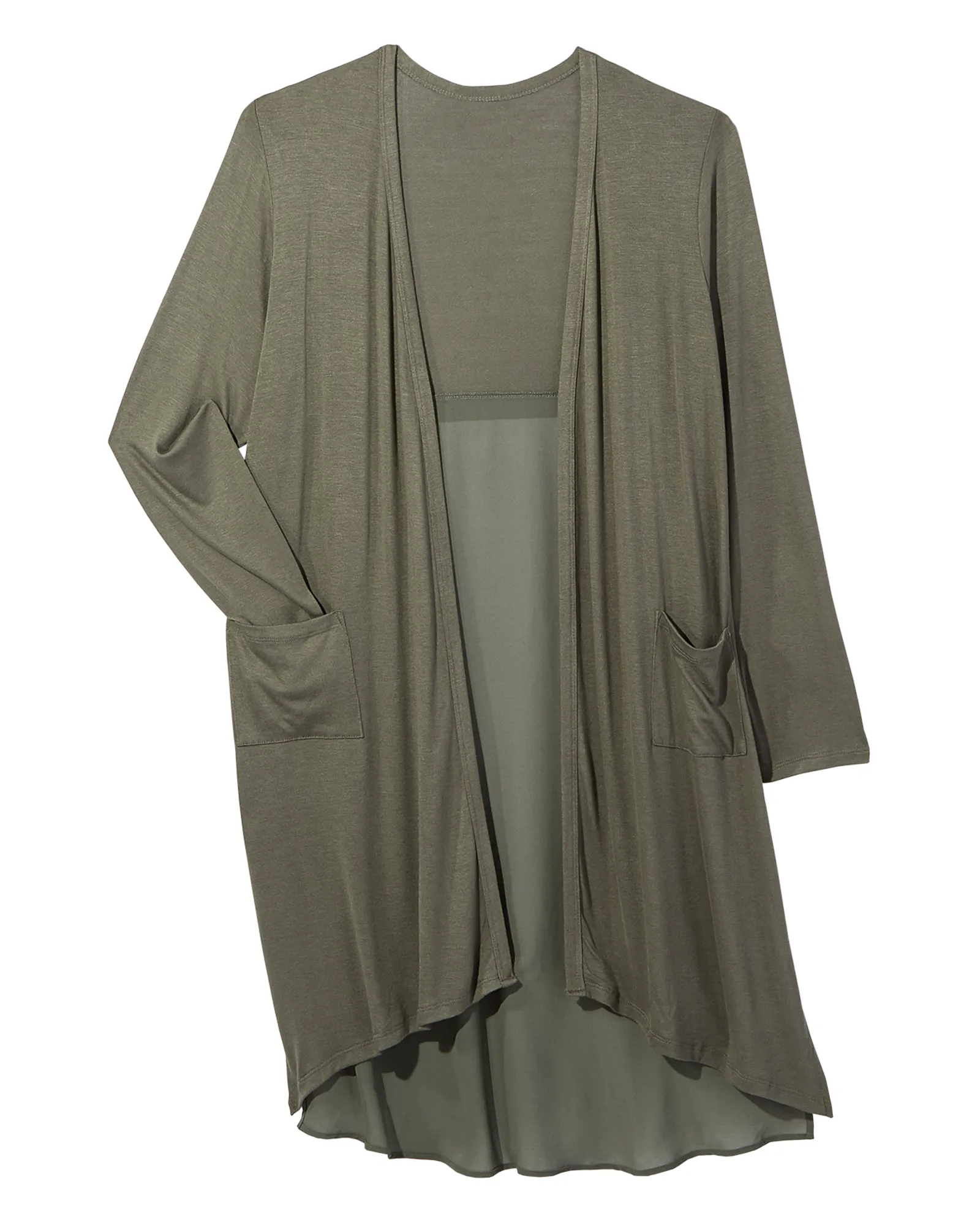 Nylah Knit Waterfall Duster Cardigan | Olive Green