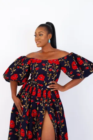 Off Shoulder African Print Crop Top/Blouse - Toby