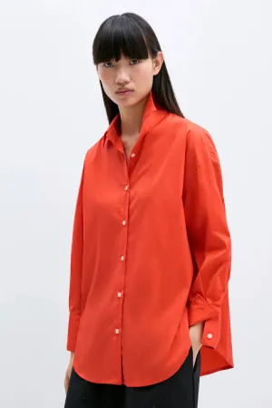 Oversized Cotton Shirt, Coral