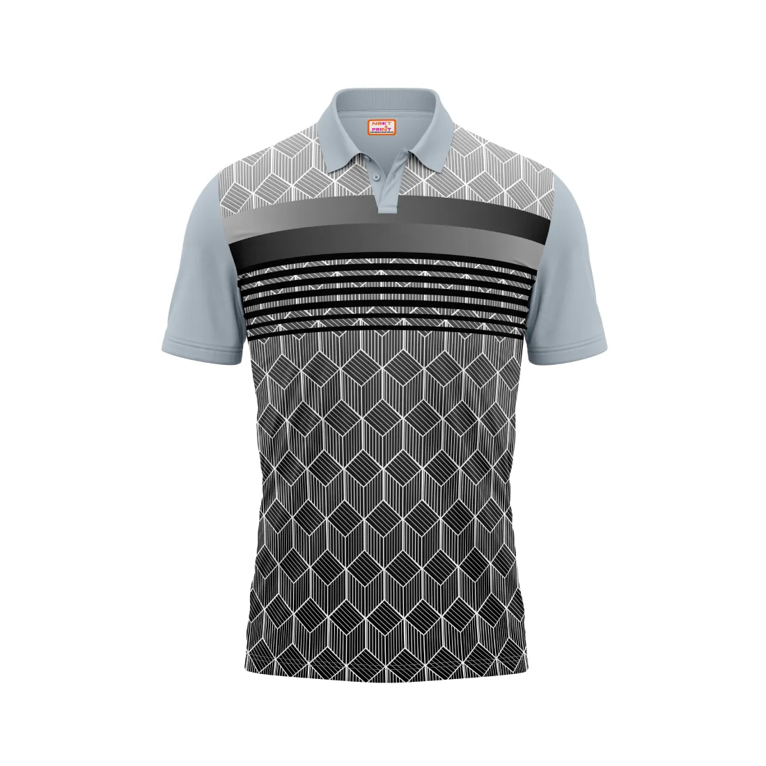 Polo Neck Printed Jersey Grey NP5000053