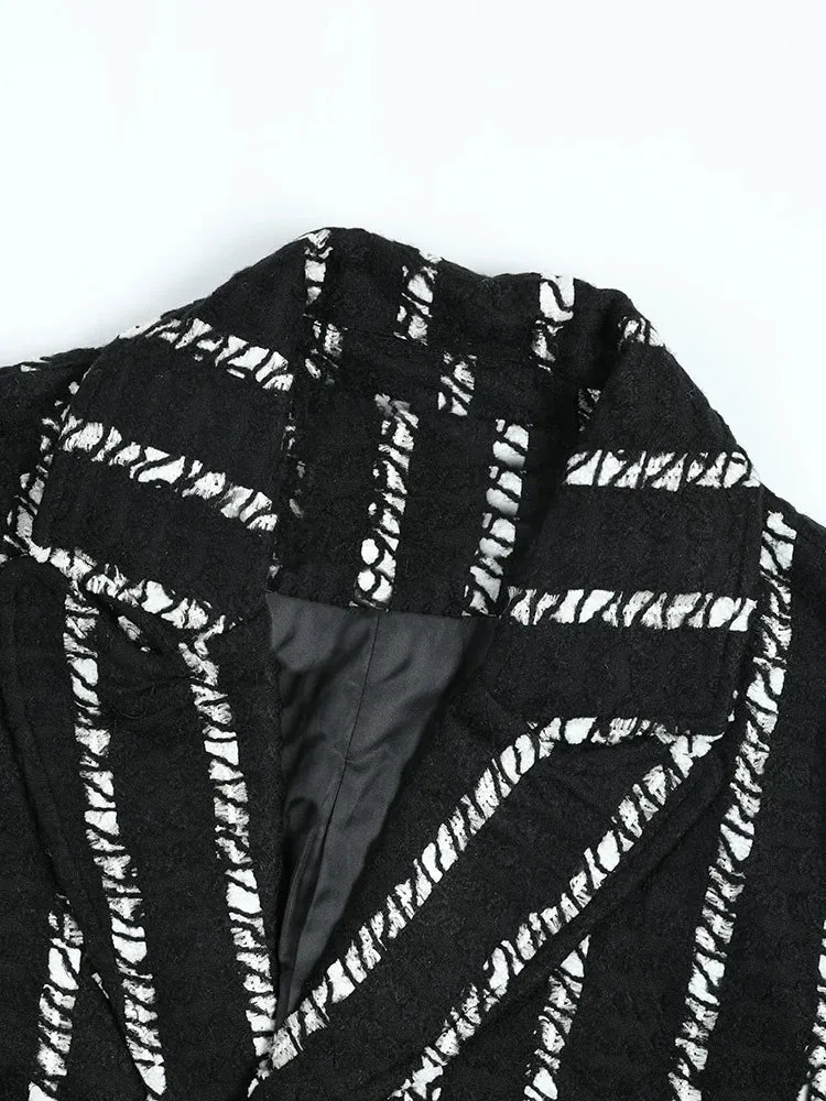 Pre Order:  Broken Stripes Woolen Loose Jacket