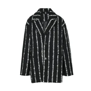 Pre Order:  Broken Stripes Woolen Loose Jacket