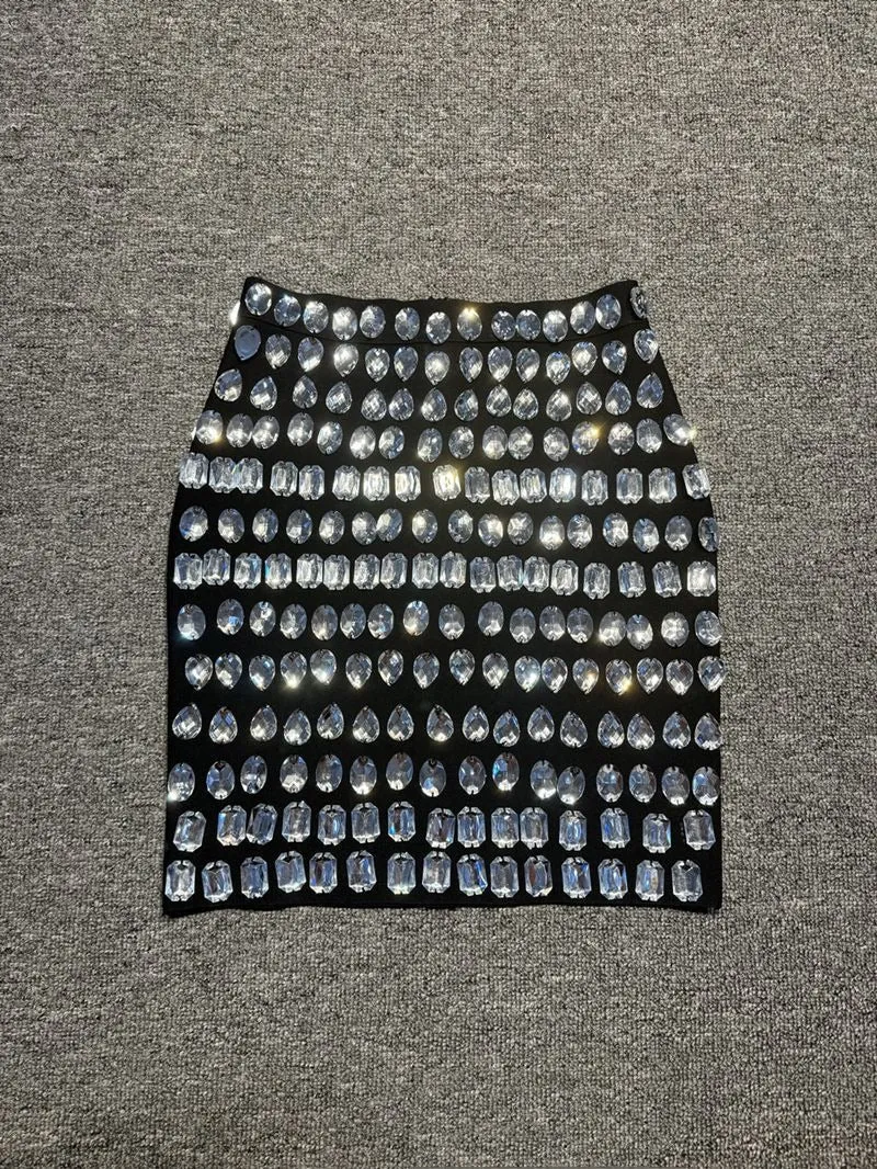 Pre Order:  Diamond Studded Bandage Skirt