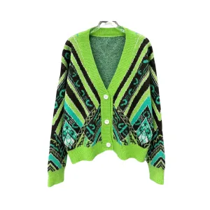 Pre Order:  Green Loose Fit Knit Cardigan