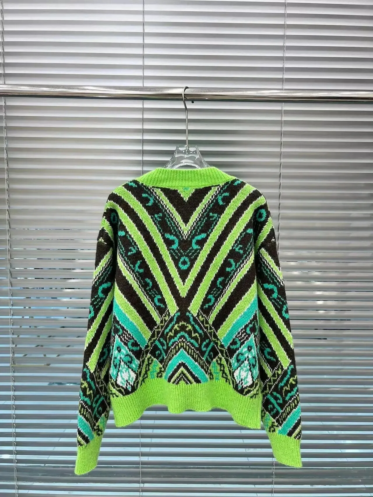 Pre Order:  Green Loose Fit Knit Cardigan