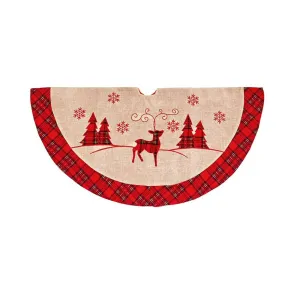 Premier 90cm Natural and Plaid Reindeer Tree Skirt