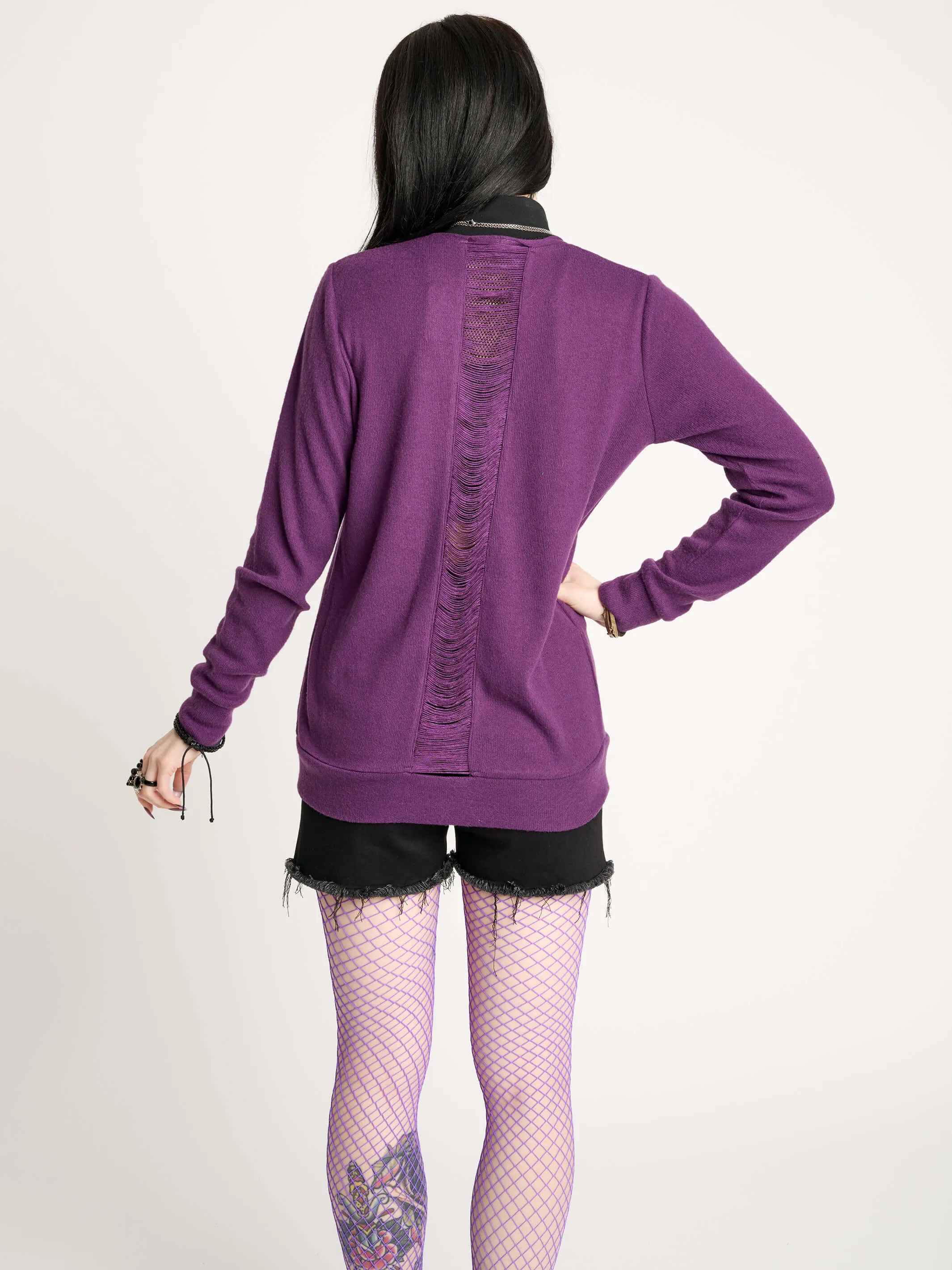 Purple Skull Button Cardigan