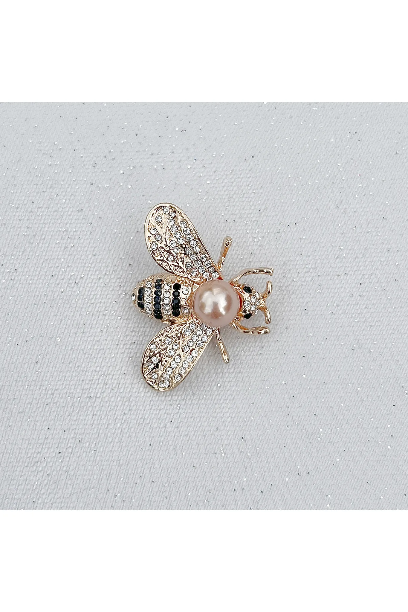 QueenMee Accessories Bee Brooch Gold Pearl Pin Crystal