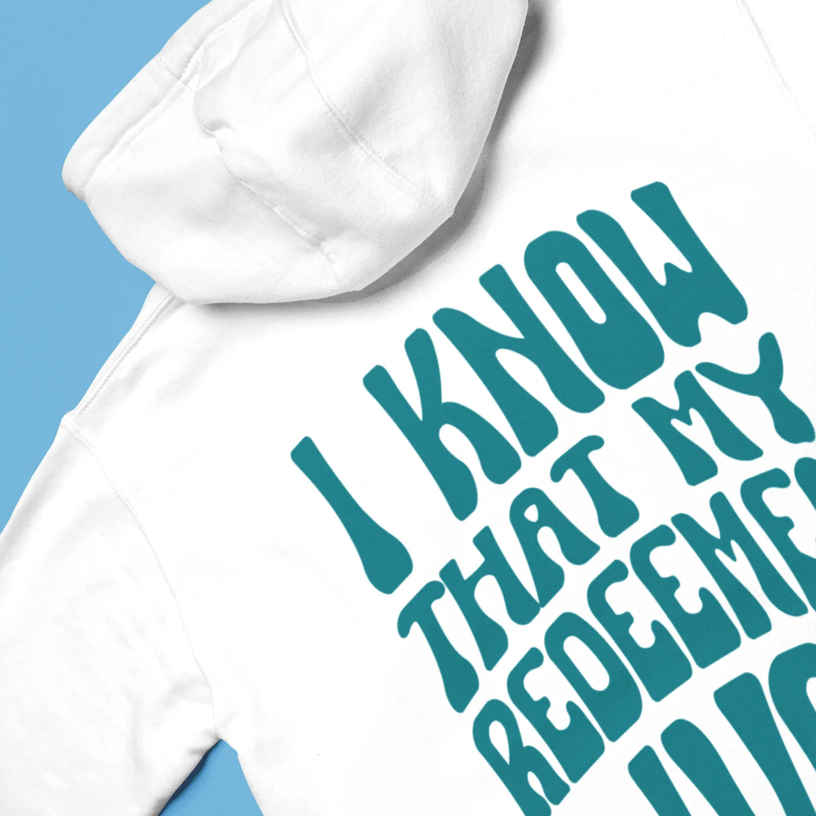 "Redeemed" Hoodie - White/Teal