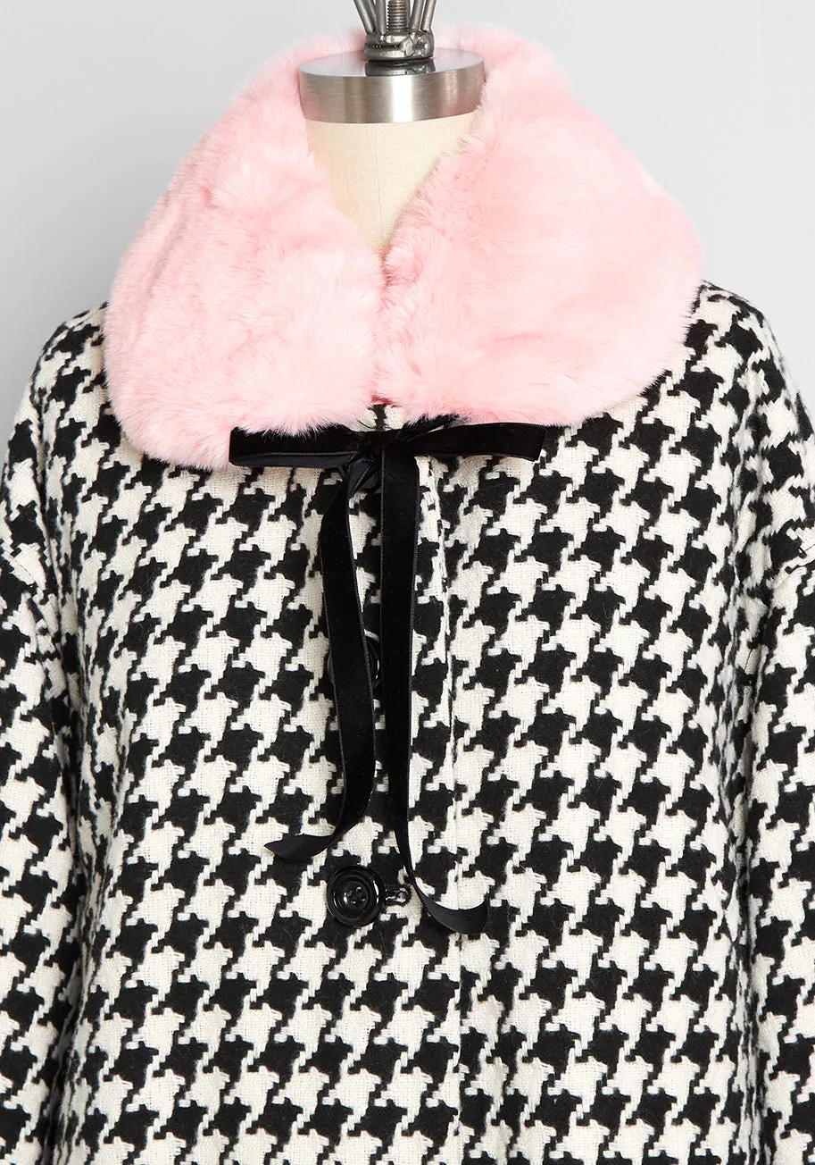 Retro Ice Rink Rendevouz Faux Fur Collared Coat