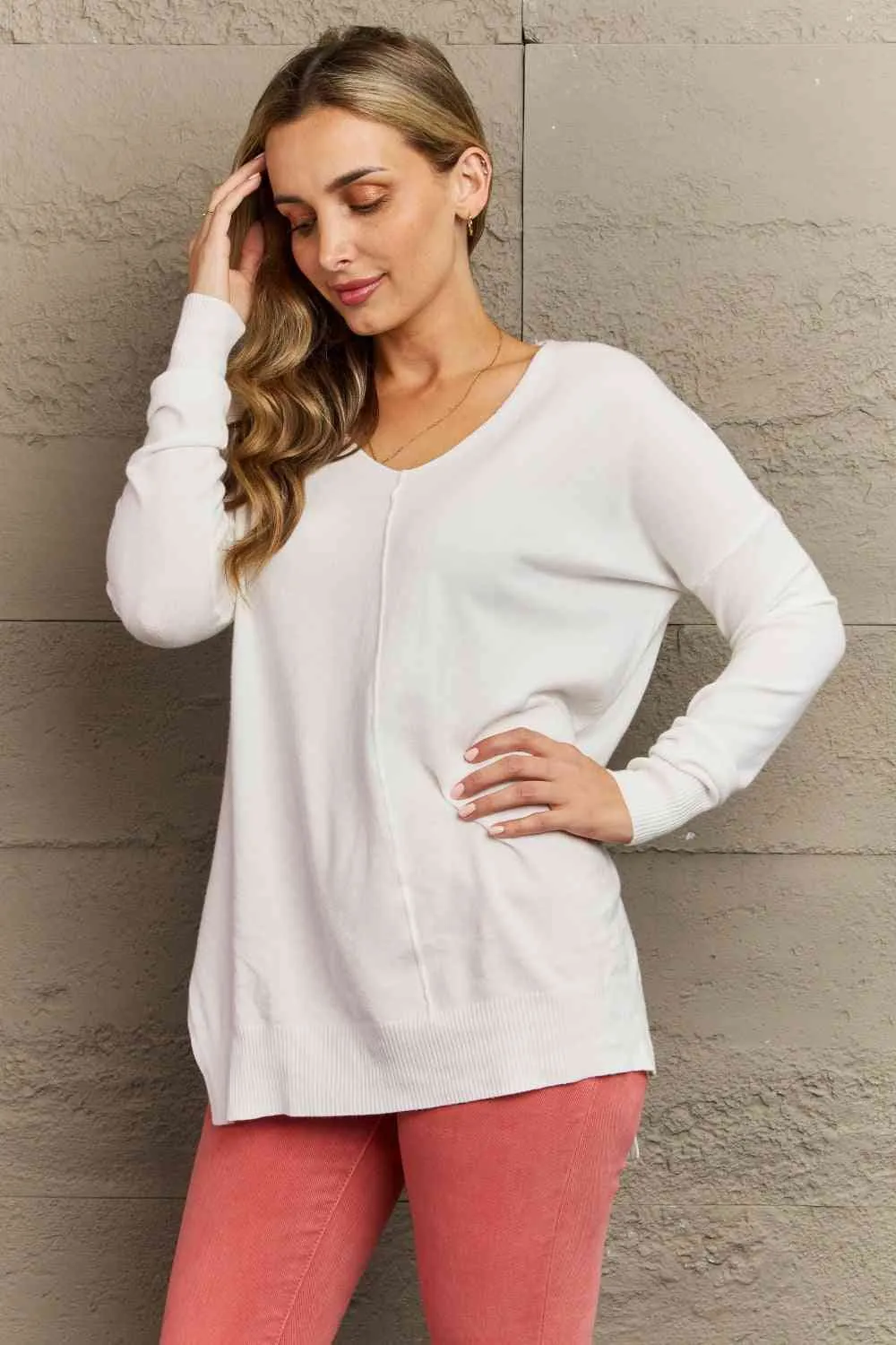 Sweater Weather Full Size Center Seam Tunic Sweater