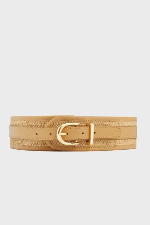 Tan Raffia Waist Belt