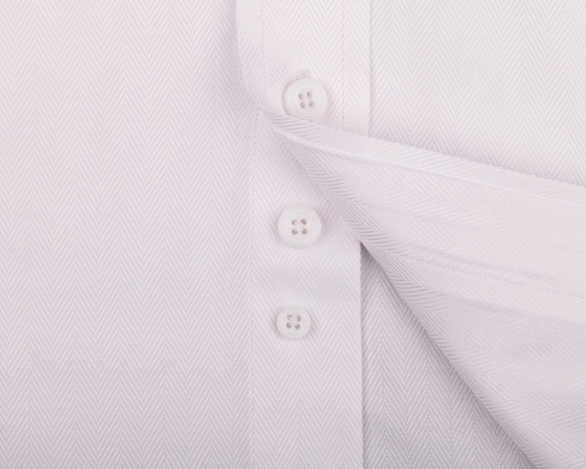 White Herringbone Formal Business Dress Shirt in French Double Cuffs