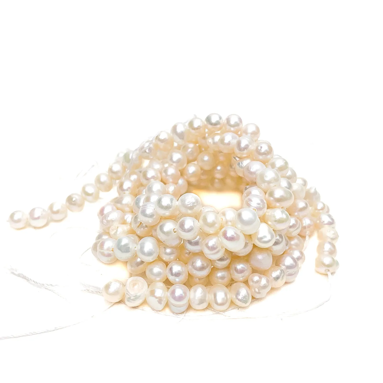 White Small Potato Freshwater Pearl Bead Strand