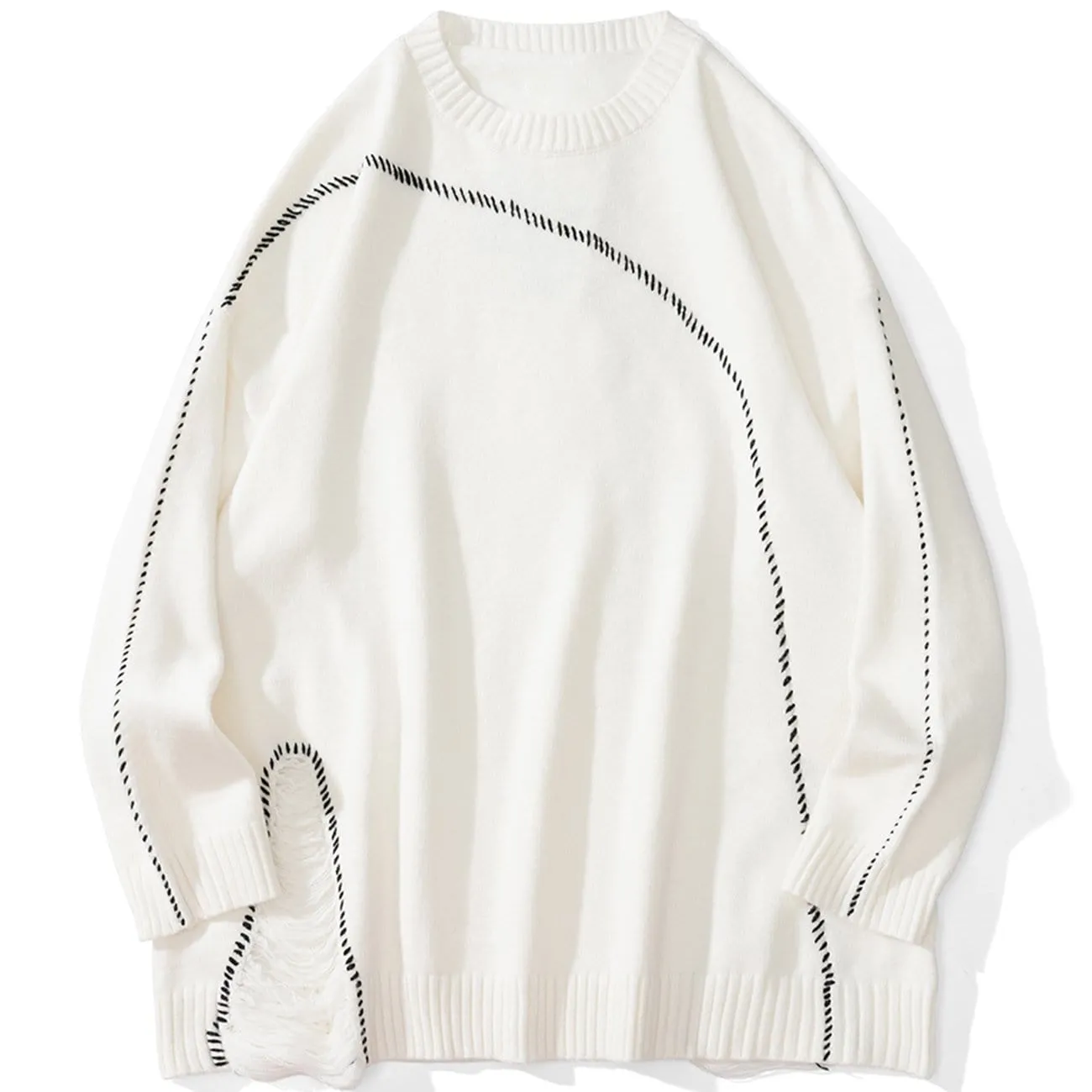 WLS Bright Line Ripped Knitted Sweater