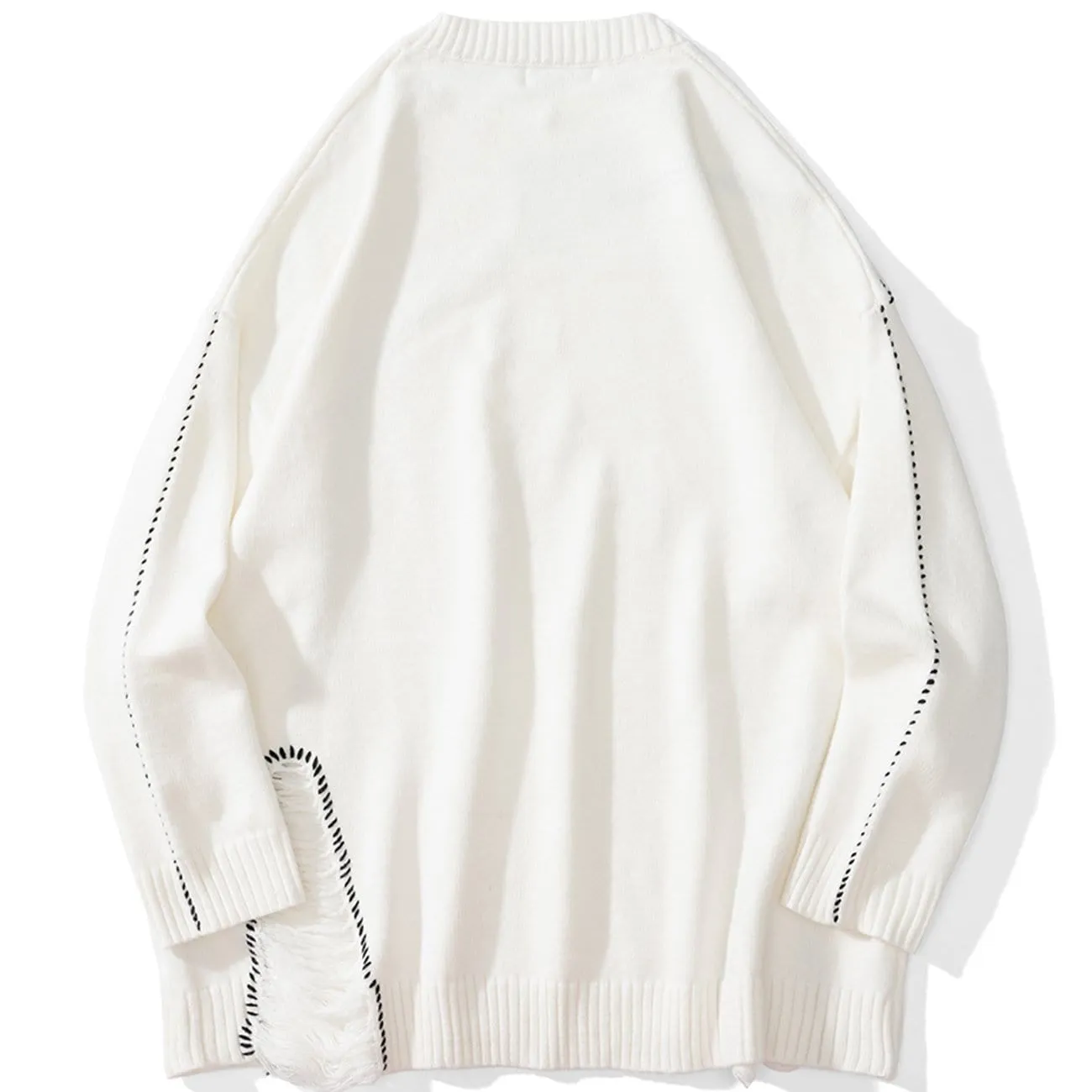 WLS Bright Line Ripped Knitted Sweater