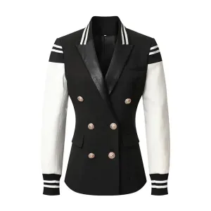 Women Varsity Vegan Leather Jacket