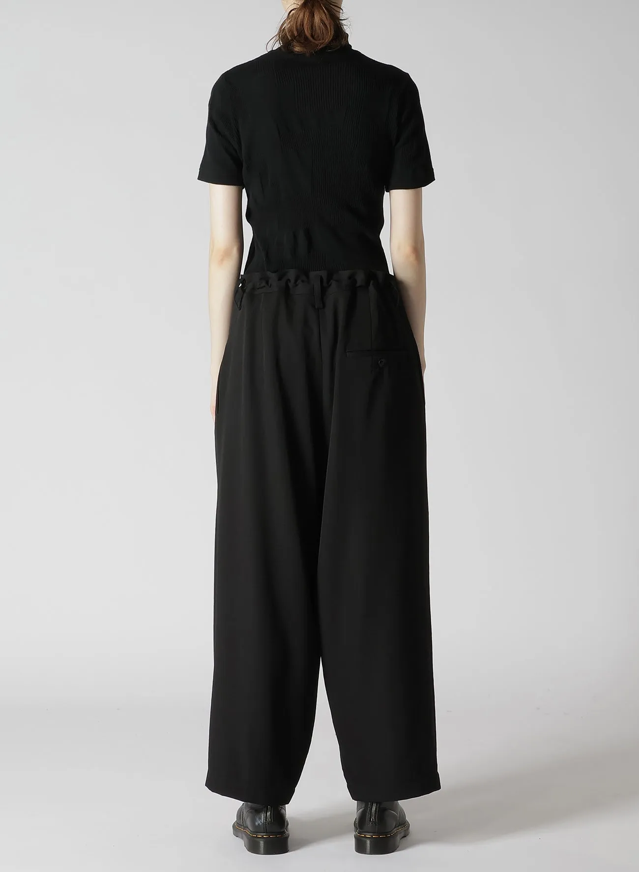 WOOL GABARDINE PLEATED PANTS