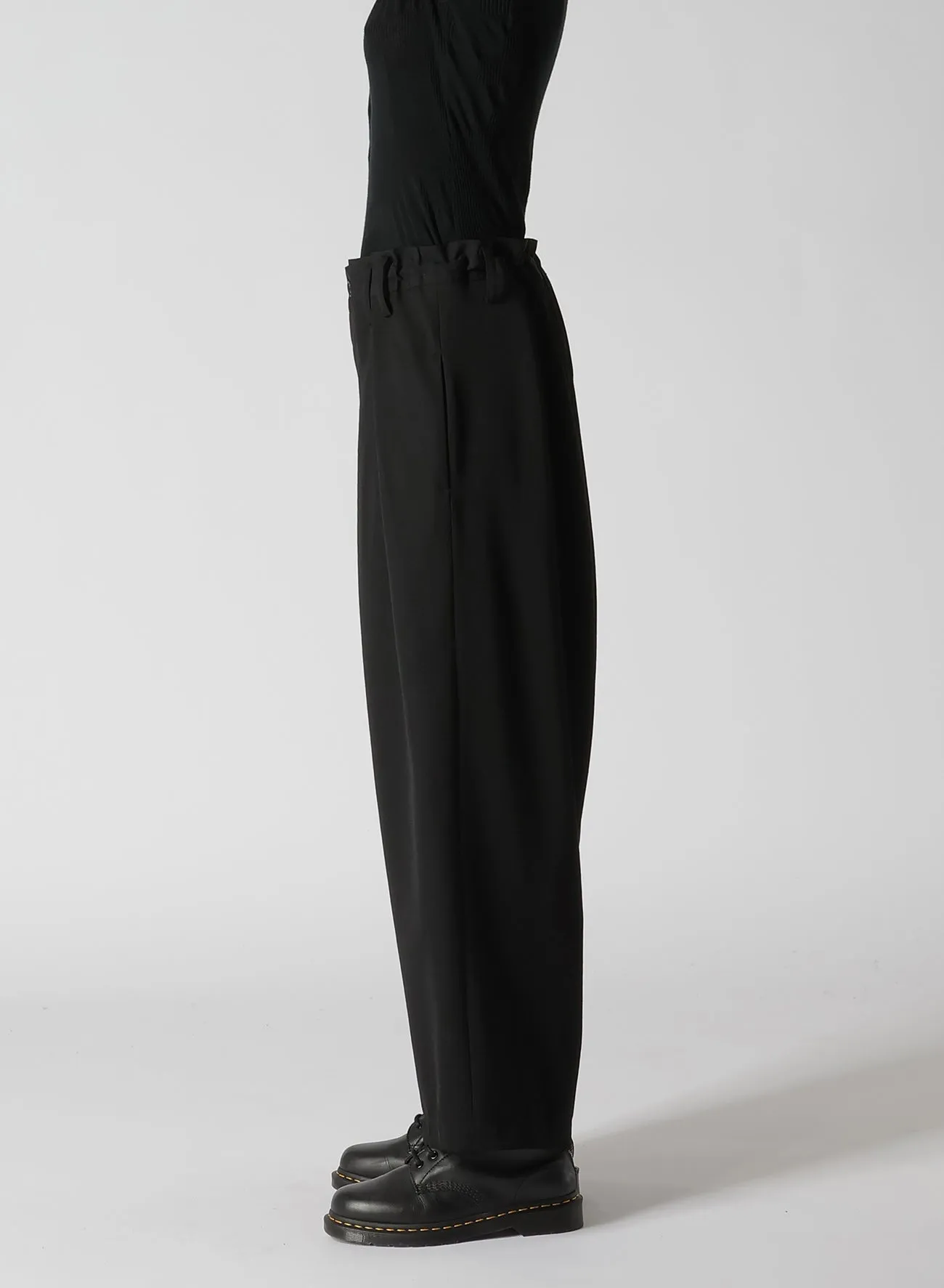 WOOL GABARDINE PLEATED PANTS